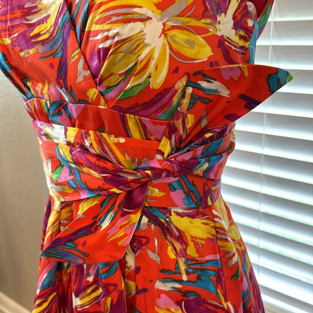 Rabbit Rabbit Rabbit Designs Women's Colorful Belted Size 4 Fit-and-Flare Dress - Picture 4 of 4